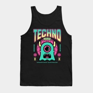 TECHNO  - One Eyed Alien (green/yellow/pink) Tank Top